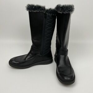 Merrell Ezra Womens 7.5 Black Tall Winter Boots Faux Fur Vibram Arctic Grip